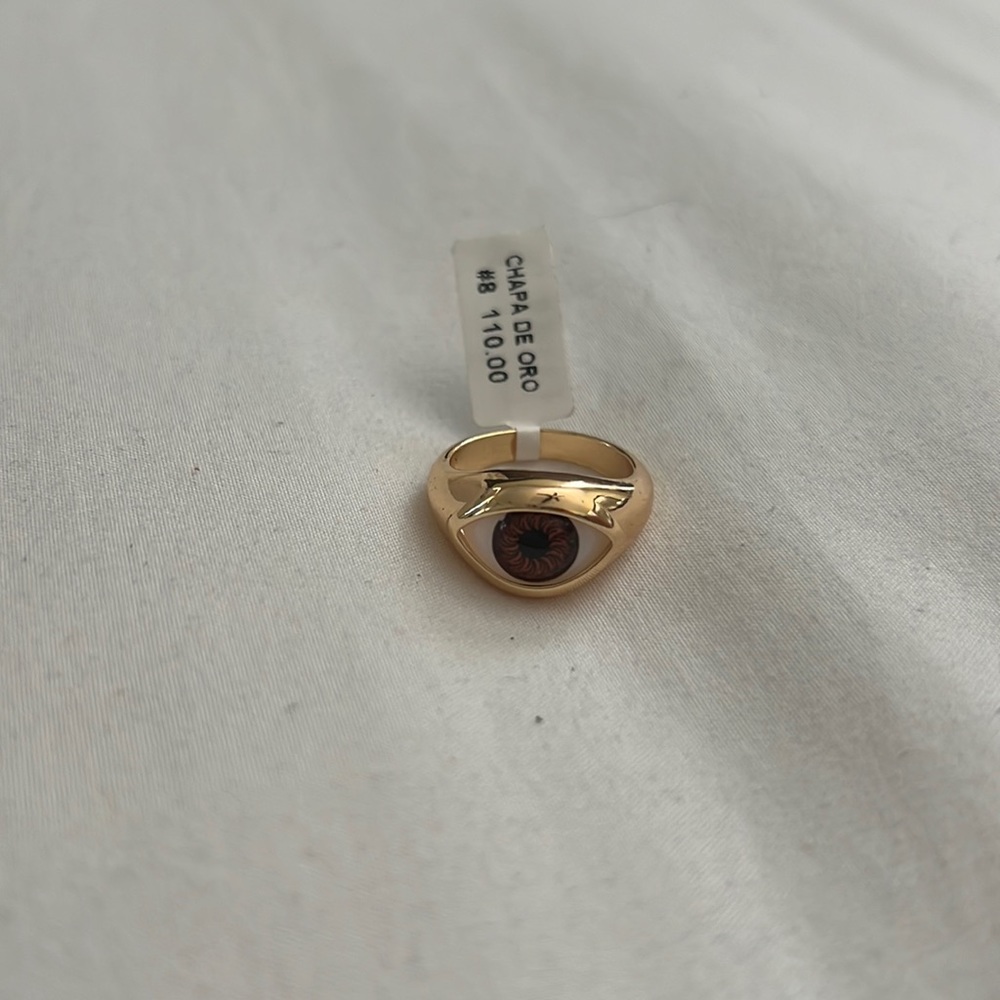 Turkish eye, gold plated ring #8 new